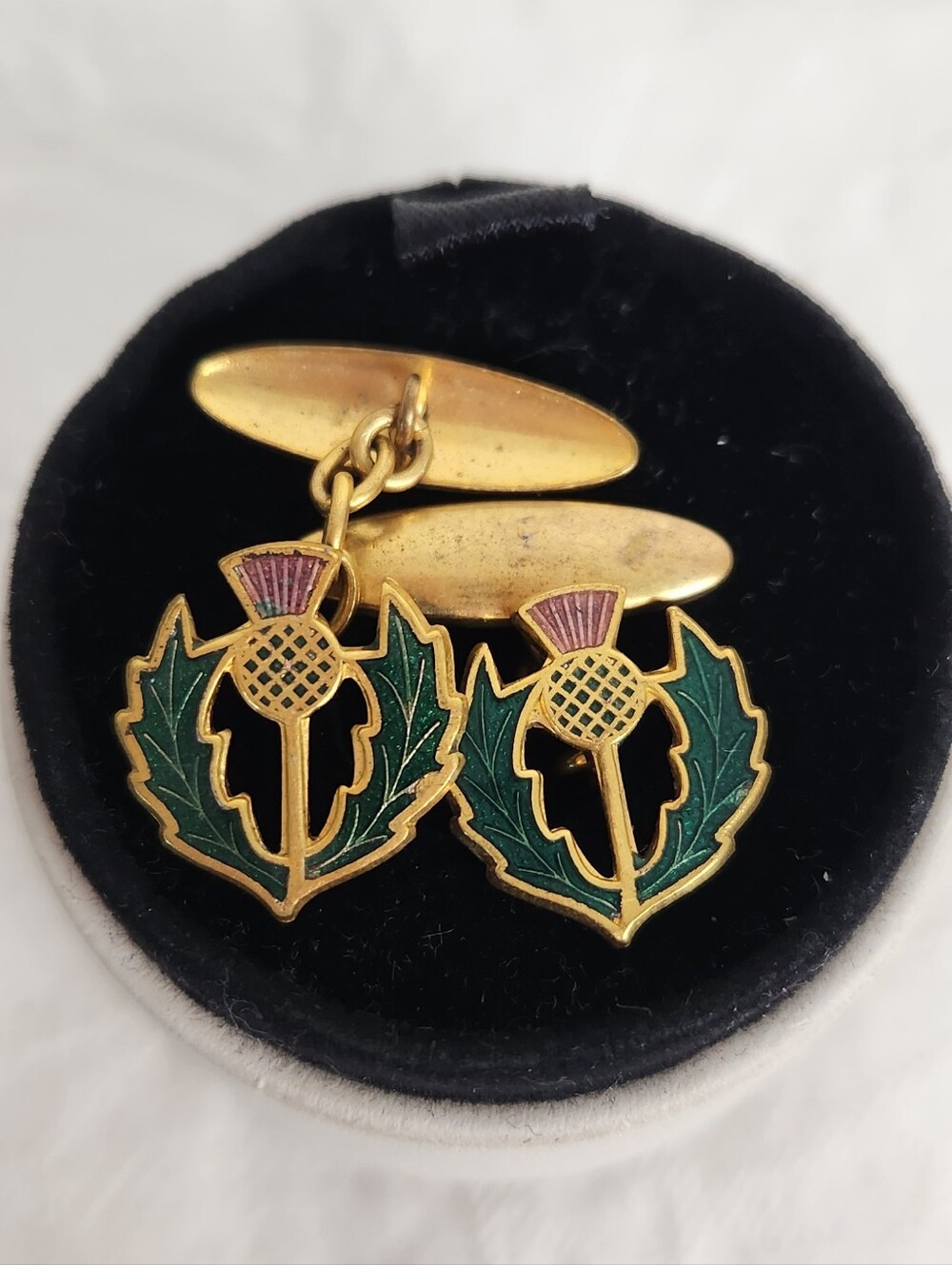 30s Enamal Thistle Scottish Cufflinks